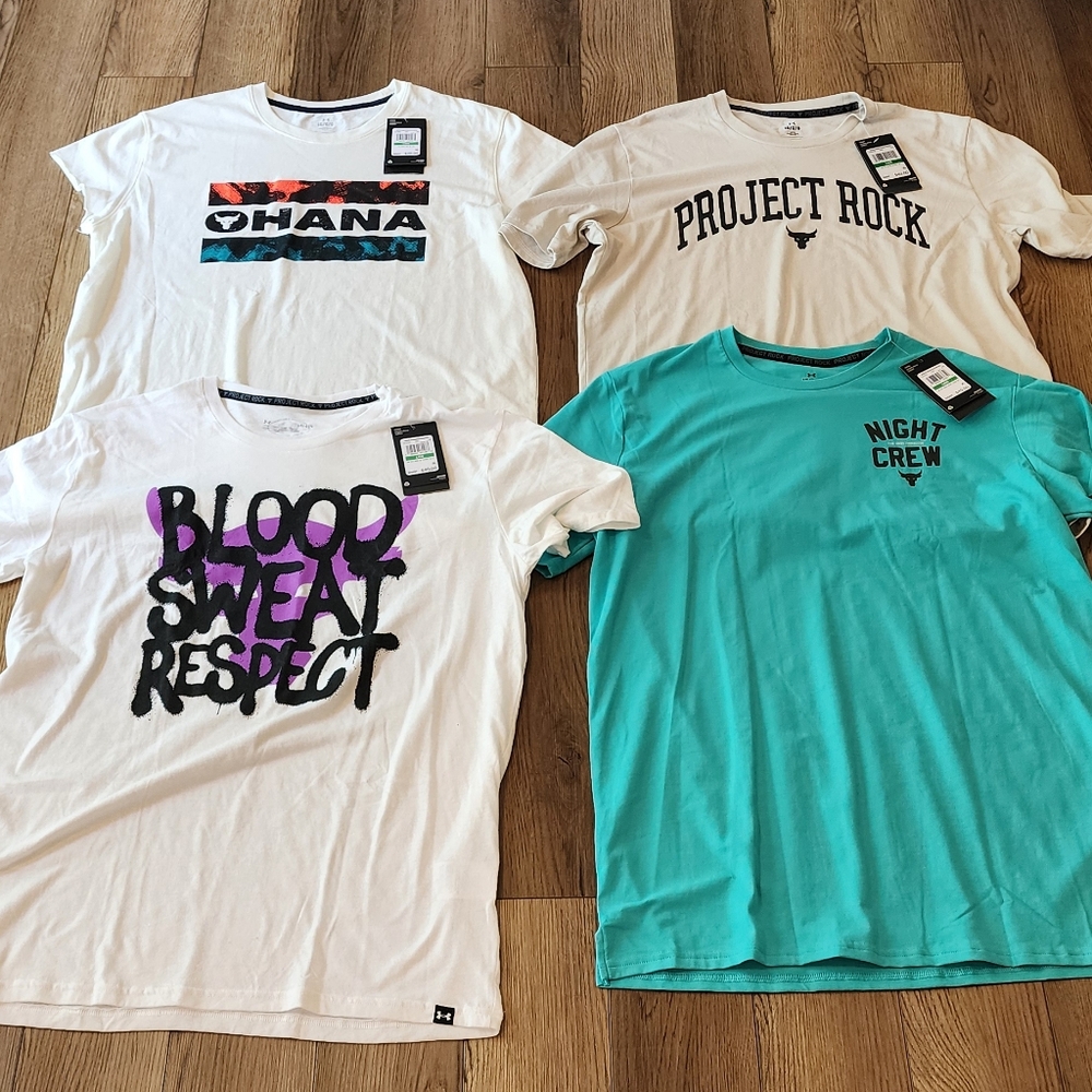Under Armour Project Rock 4 Tshirt Bundle   Size Large (Brand new with tags)
